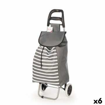 Shopping cart Kinvara White Grey 33 L 35,5 x 28 x 94 cm Stripes (6 Units)