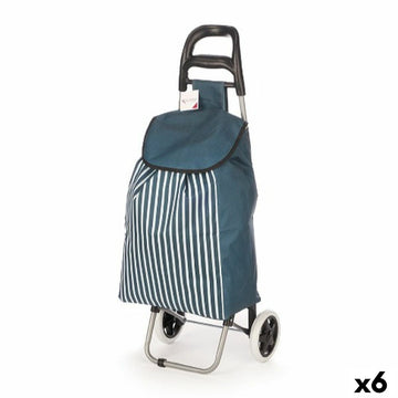 Shopping cart Kinvara Blue White 33 L 35,5 x 28 x 94 cm Stripes (6 Units)