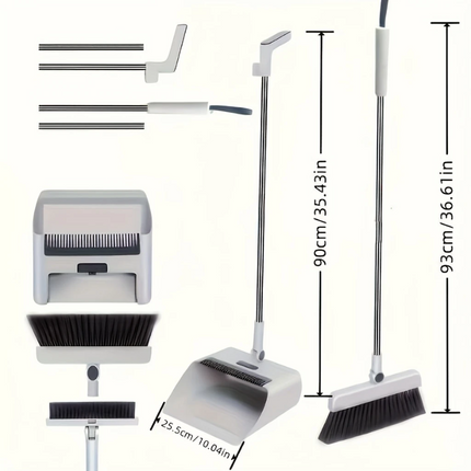 NNETM 3-in-1 Home Cleaning Kit Broom Dustpan Brush