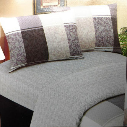 DaDa Bedding Jacquard Grey Floral Paisley Fitted Sheet & Pillow Cases Set (FTS8222)