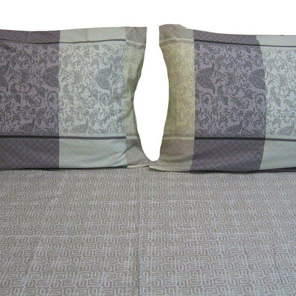 DaDa Bedding Jacquard Grey Floral Paisley Fitted Sheet & Pillow Cases Set (FTS8222)