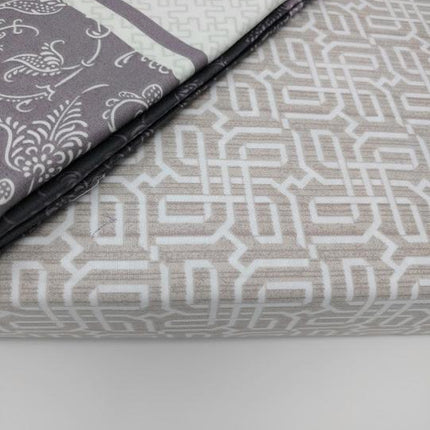 DaDa Bedding Jacquard Grey Floral Paisley Fitted Sheet & Pillow Cases Set (FTS8222)